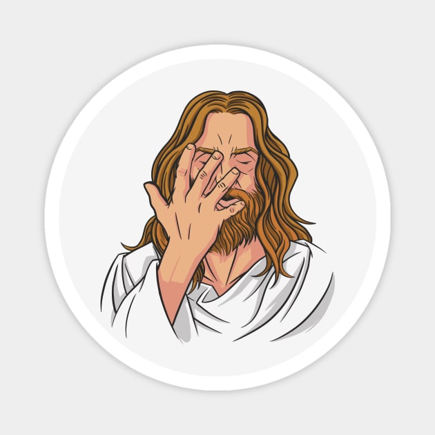 Frustrated Jesus // Funny Jesus Illustration Magnet by SLAG_Creative